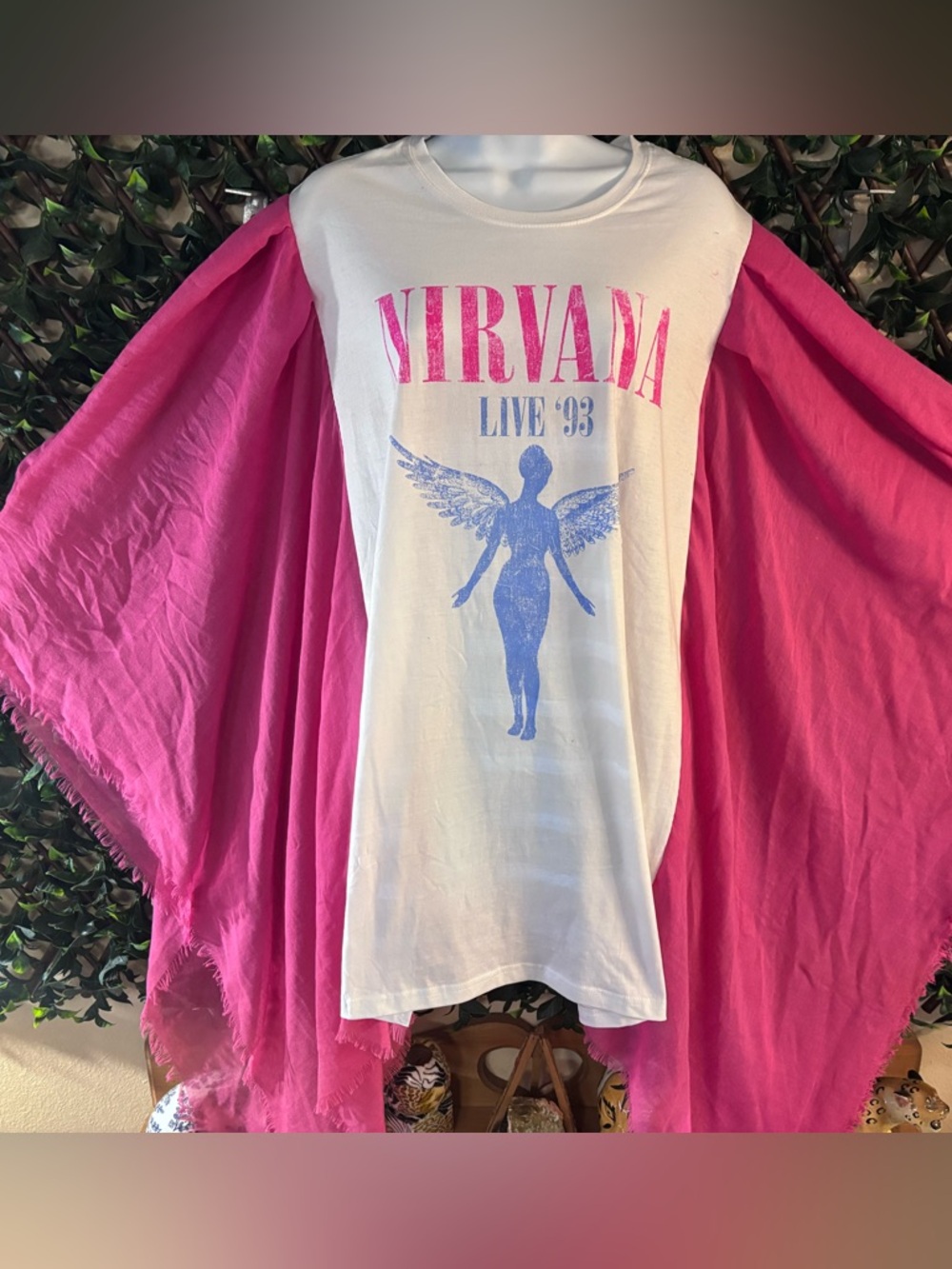UPCYCLED one of a kind, NIRVANA Grunge 90’s Punk Music Poncho T Shirt